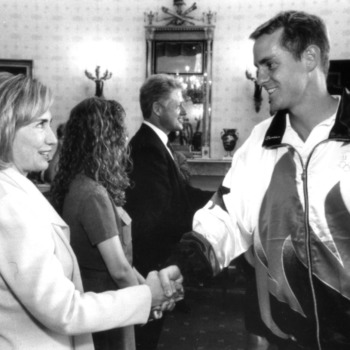 David Fox meeting President Bill Clinton, First Lady Hillary Clinton, and Chelsea Clinton at the White House