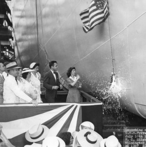 L. R. Harrill and others launching the U.S.S. Tyrrell on July 10th, 1944 in Wilmington, N.C.