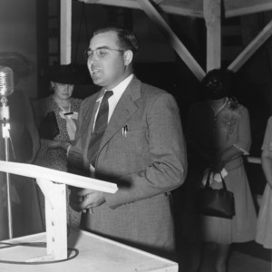 Speaker at the christening of the SS Cassius Hudson
