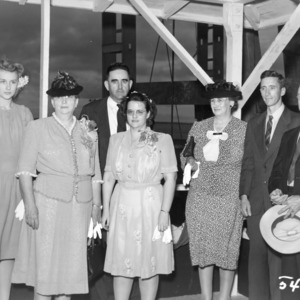 Mrs. C. R. Hudson, Francis Hudson and others attending the christening of the SS Cassius Hudson, August 30, 1944
