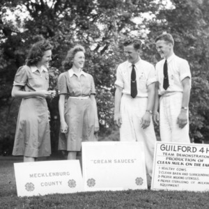 Winning dairy demonstration team at the 4-H Short Course at State College, 1940