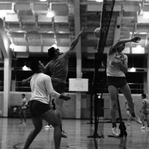 Intramural mens volleyball close up