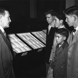 4-H club boys learning about cotton at cotton school, 1953