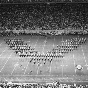 N. C. State marching band forms a "V"