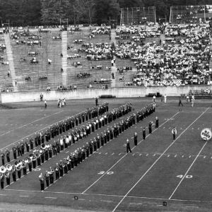 Marching band on football field