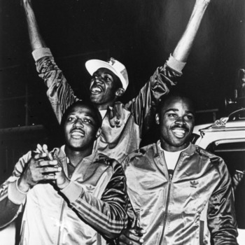 N.C. State basketball's Derek Whittenburg, Thurl Bailey, and Sidney Lowe celebrate their ACC Championship, 1983 [!DUPLICATE!]