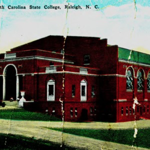 Gymnasium North Carolina State College illustrated postcard