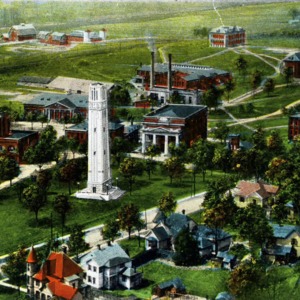 Clock Tower and Chimes War Memorial North Carolina State College illustrated postcard