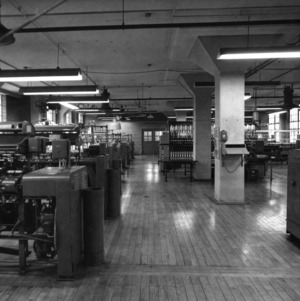 View of a textile lab, probably in Tompkins Hall