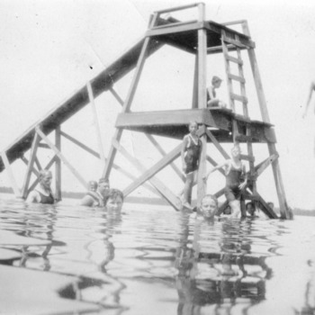 Richmond County 4-H Club members swimming at 4-H Camp at White Lake, August 1926
