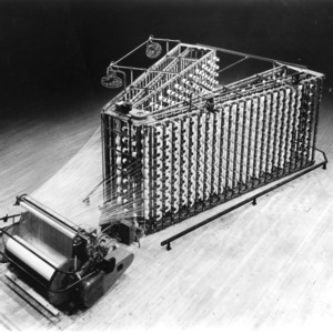 Top-down view of a beaming machine
