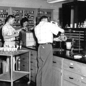 Students working in a chemistry laboratory