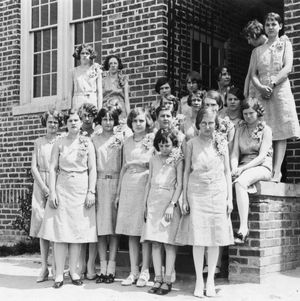 Rolesville girls wearing dresses made for commencement, 1931
