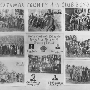 Collection of Catawba County 4-H Club photographs depicting club boys and the North Carolina delegates to the 4-H training school in Springfield, Massachusetts