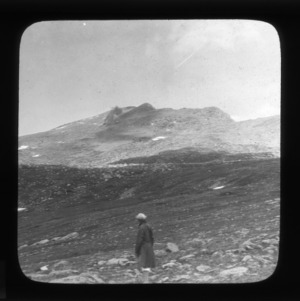 Alpine talus slopes, with man in foreground