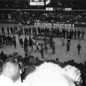 Retiring jerseys during the last regular season Atlantic Coast Conference basketball game in Reynolds Coliseum