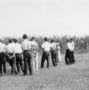 Pender County farm tour visiting carpet grass pasture and high yielding corn field, August 17, 1937