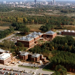 Aerial view of the School of Textiles on NC State Centennial Campus