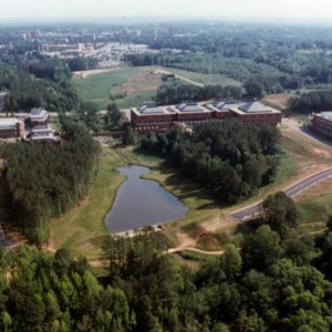 Aerial view of the School of Textiles on NC State Centennial Campus