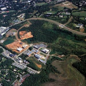 Aerial view of Centennial Campus construction