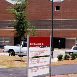Research III Building with sign on Centennial Campus