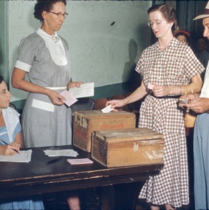 Tobacco referenda, H.D. assisting with voting, Warren Co.