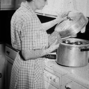 Woman preserving food