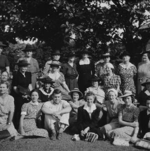Group portrait of women on a lawn
