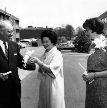 Mrs. Lady Bird Johnson visiting campus