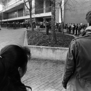 Student waiting in line to add or change classes