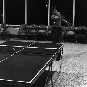 Student playing ping-pong