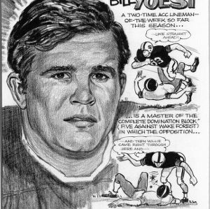 NC State Offensive Guard Bill Yoest ink/pencil sketch