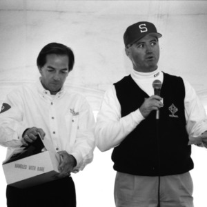 Speakers at a NC State Alumni Association tailgate event, 1997