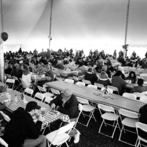 Tent at a NC State Alumni Association tailgate event, 1997