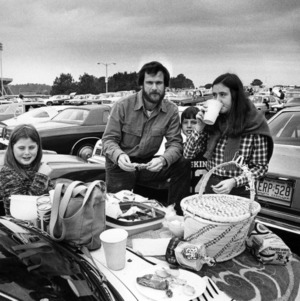 Family tailgating at an NC State alumni event, 1980s