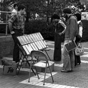 Homecoming queen voting in the Brickyard, 1970s