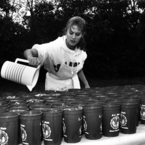 Volunteer at a NC State Alumni Association tailgate event, 1990s