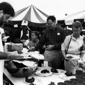 Food at a NC State Alumni Association tailgate event, 1990s