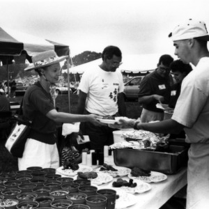 Food at a NC State Alumni Association tailgate event, 1990s
