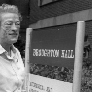 Katharine Stinson outside of Broughton Hall