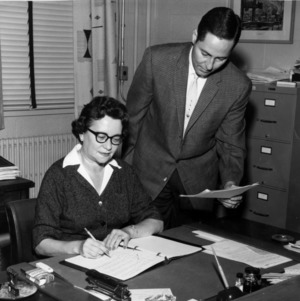 William H. Simpson and Marie P. Wicker in the Engineering Placement Office