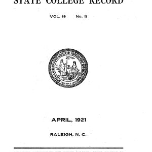 North Carolina State College of Agriculture and Engineering Catalog, 1920-1921