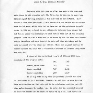Annual report of club work for 1925