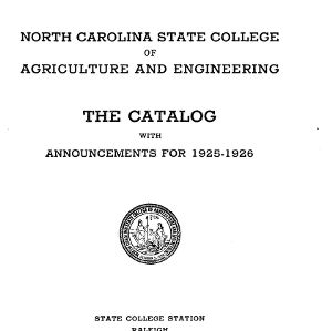 North Carolina State College of Agriculture and Engineering Catalog, 1925-1926
