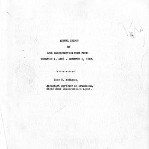 Annual report of Home Demonstration work from December 1, 1925 - December 1, 1926