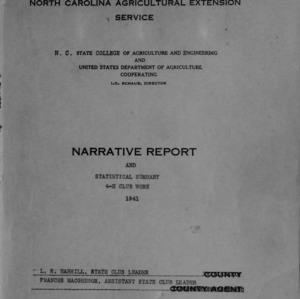 Narrative report and statistical summary of 4-H Club work, December 1, 1940 to November 30, 1941