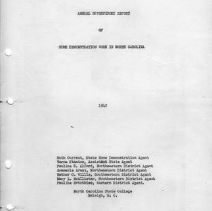 Annual supervisory report of home demonstration work in North Carolina 1947