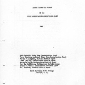 Supervisory report of home demonstration work 1951