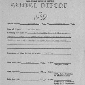 North Carolina Agricultural Extension Service annual report for 1952