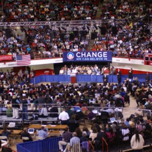 Crowd at Michelle Obama event in Reynolds Coliseum